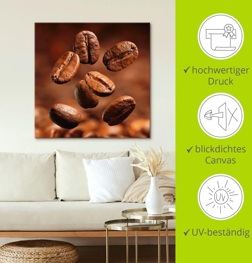 Artland Artprint Close-up van koffiebonen als artprint op linnen poster in verschillende formaten maten - Foto 3
