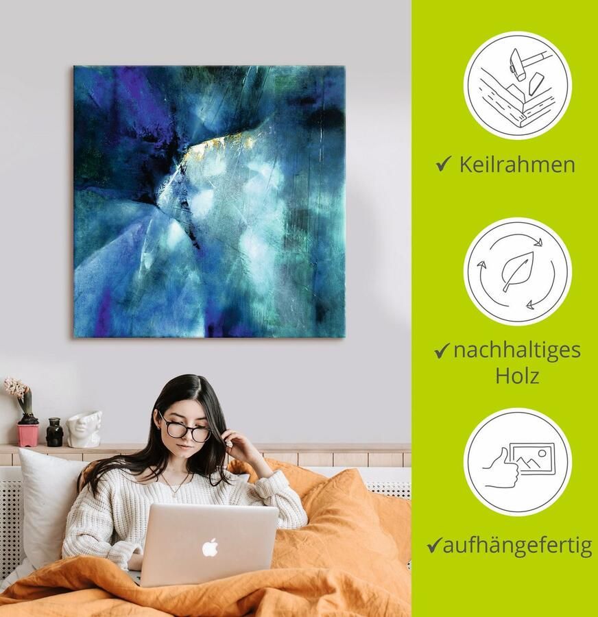 Artland Artprint op linnen Compositie in blauw