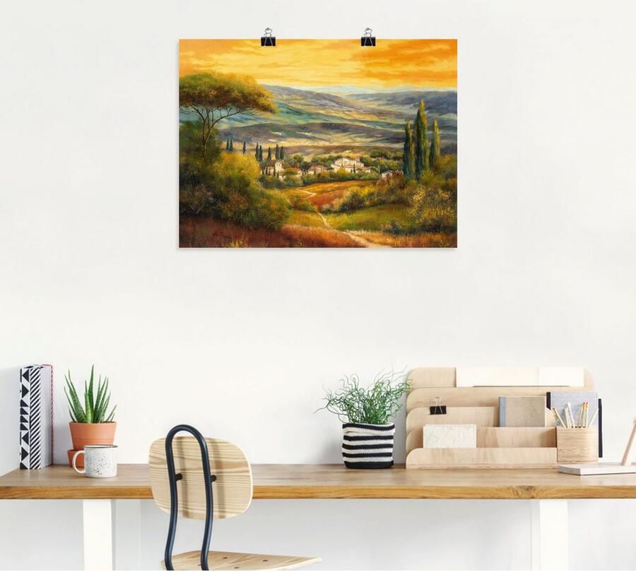Artland Artprint Dal in de Toscane als artprint op linnen poster muursticker in verschillende maten - Foto 6