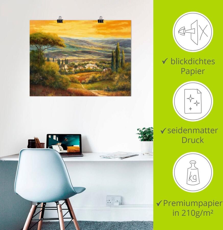 Artland Artprint Dal in de Toscane als artprint op linnen poster muursticker in verschillende maten - Foto 4
