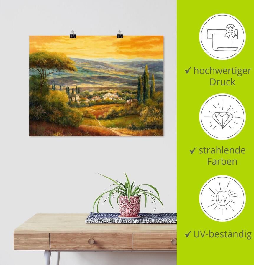 Artland Artprint Dal in de Toscane als artprint op linnen poster muursticker in verschillende maten - Foto 5