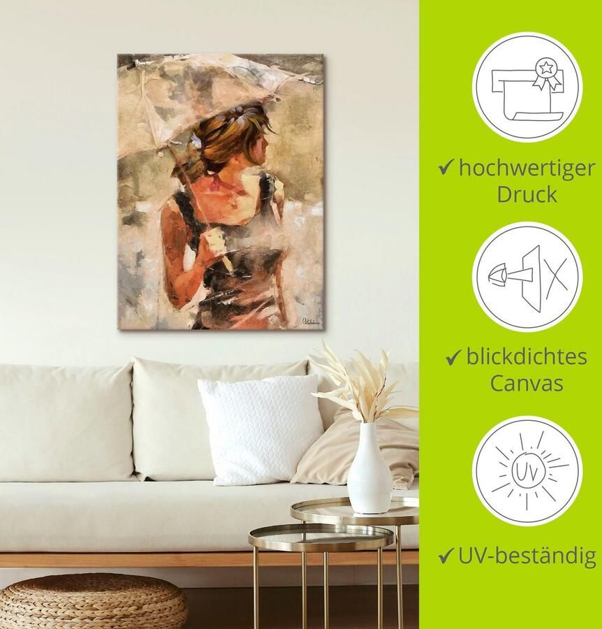 Artland Artprint Dame met paraplu als artprint op linnen poster in verschillende formaten maten - Foto 4