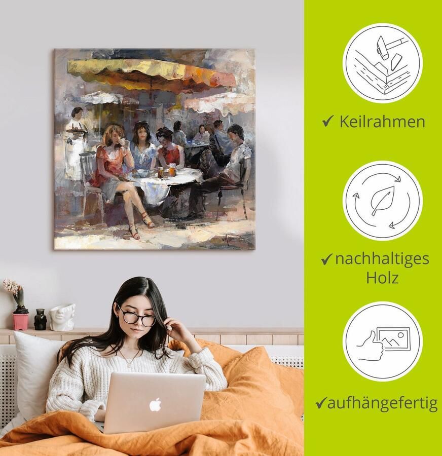 Artland Artprint Dames in café II als artprint op linnen muursticker in verschillende maten - Foto 3