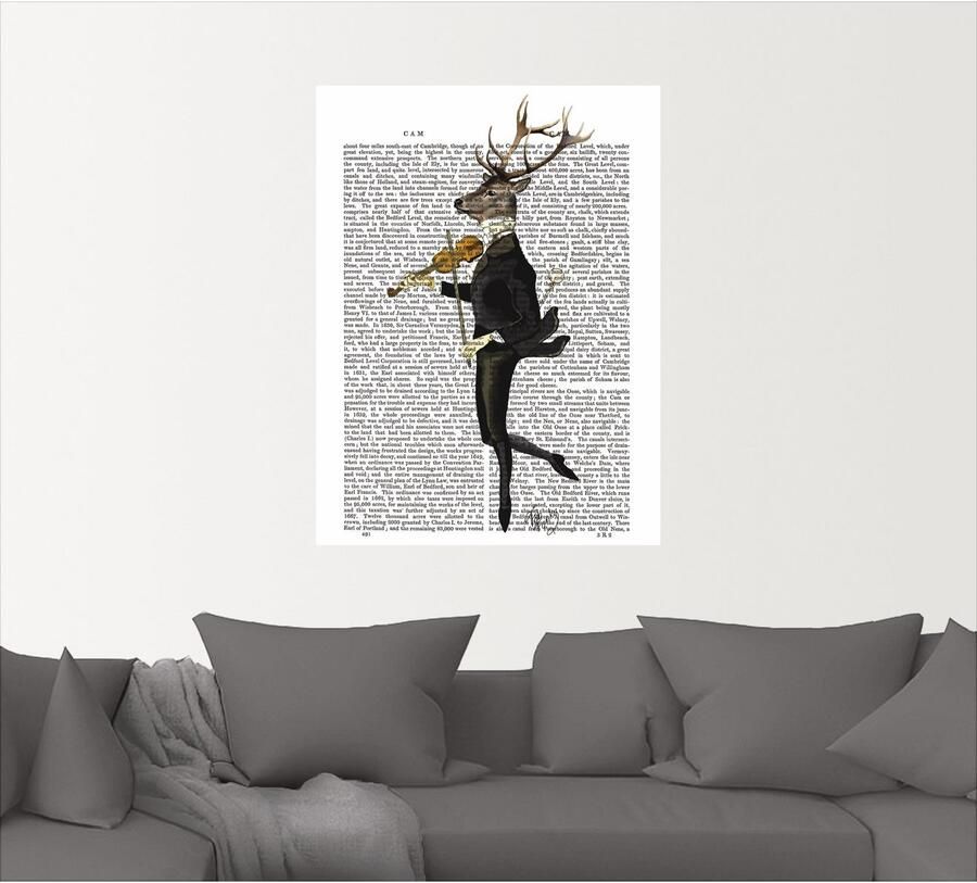 Artland Artprint Dansend hert met viool als artprint op linnen poster muursticker in verschillende maten - Foto 4