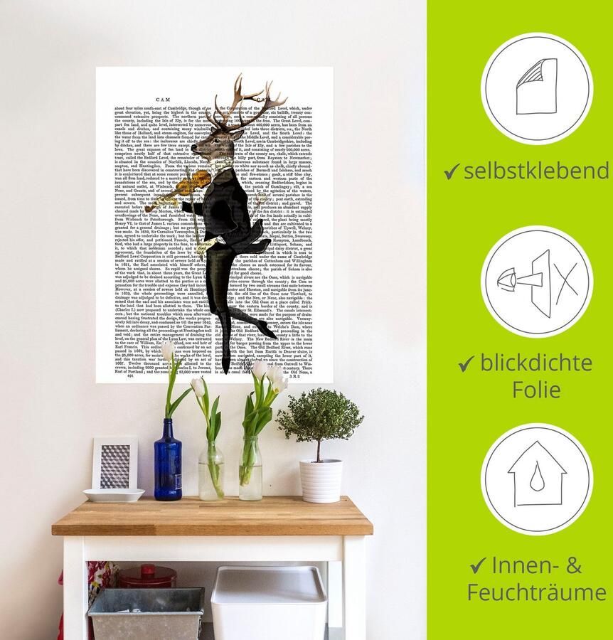 Artland Artprint Dansend hert met viool als artprint op linnen poster muursticker in verschillende maten - Foto 3