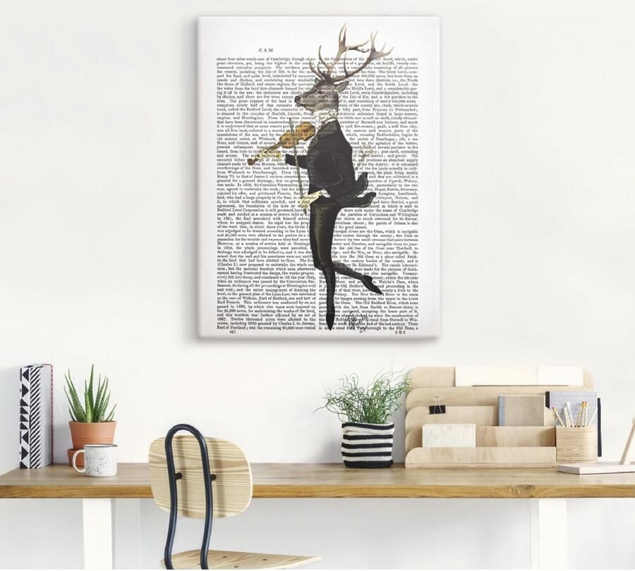 Artland Artprint Dansend hert met viool als artprint op linnen poster muursticker in verschillende maten - Foto 4