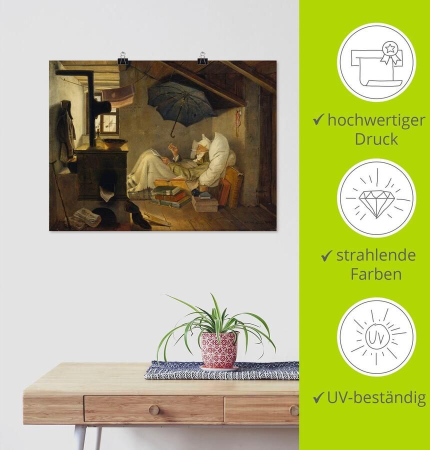 Artland Artprint De arme dichter. 1839 als artprint op linnen poster muursticker in verschillende maten - Foto 3