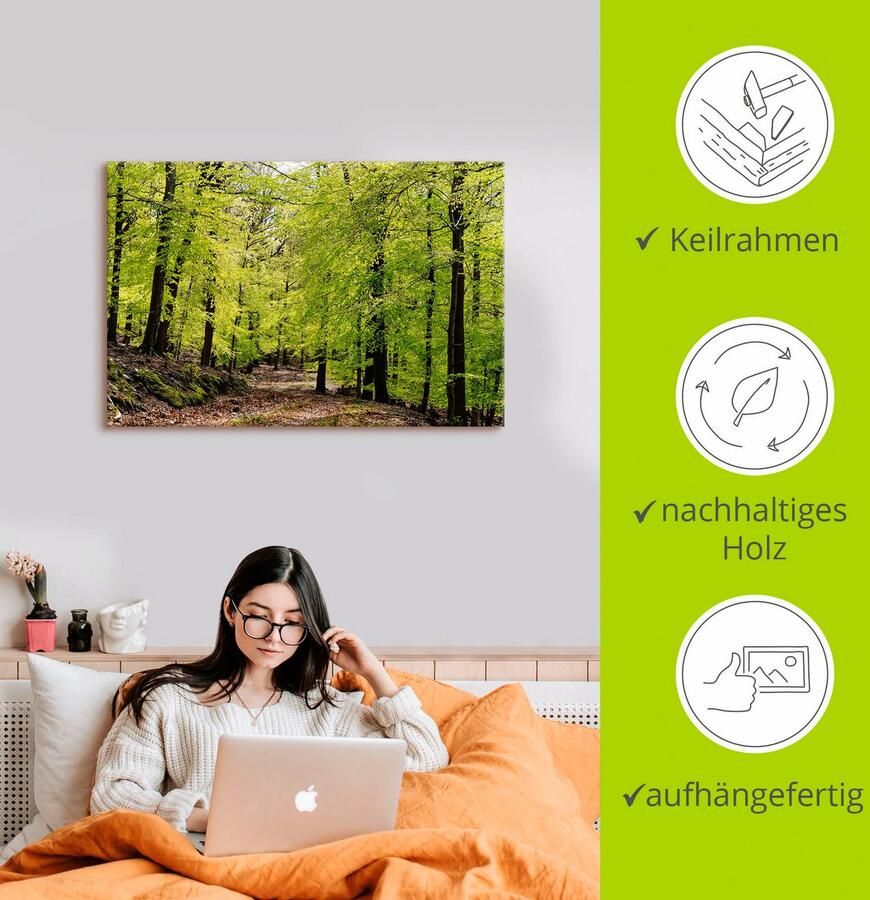 Artland Artprint De beuken in de lente als artprint van aluminium artprint voor buiten artprint op linnen poster muursticker