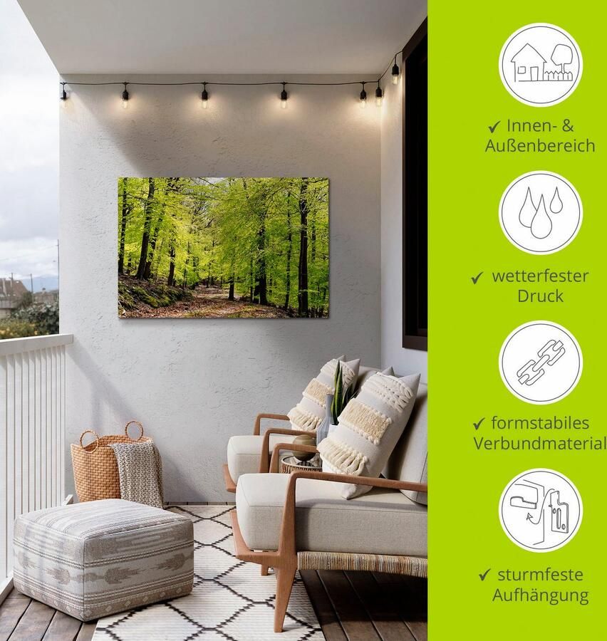 Artland Artprint De beuken in de lente als artprint van aluminium artprint voor buiten artprint op linnen poster muursticker - Foto 3