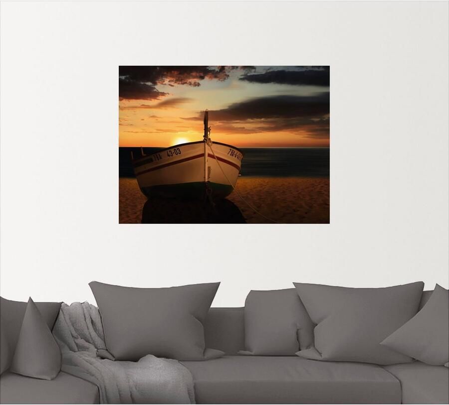 Artland Artprint De boot bij zonsondergang als artprint op linnen muursticker in verschillende maten - Foto 3