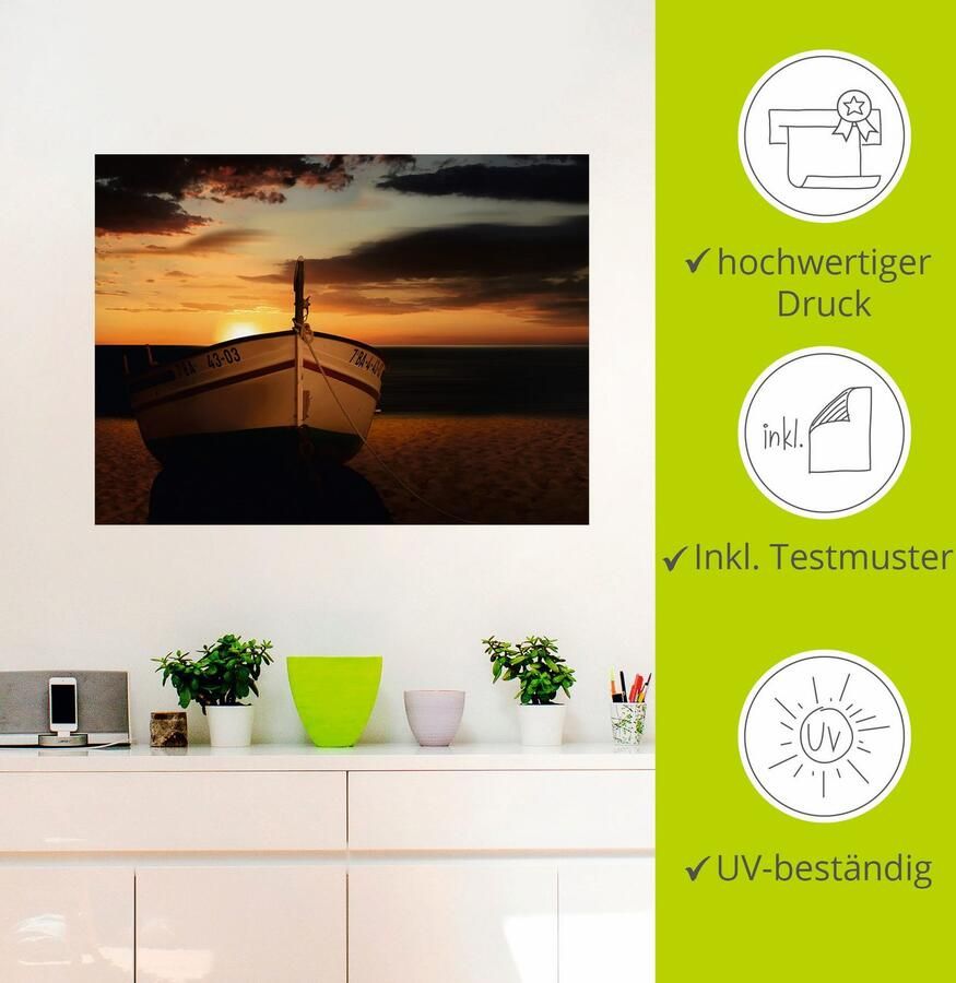 Artland Artprint De boot bij zonsondergang als artprint op linnen muursticker in verschillende maten - Foto 2