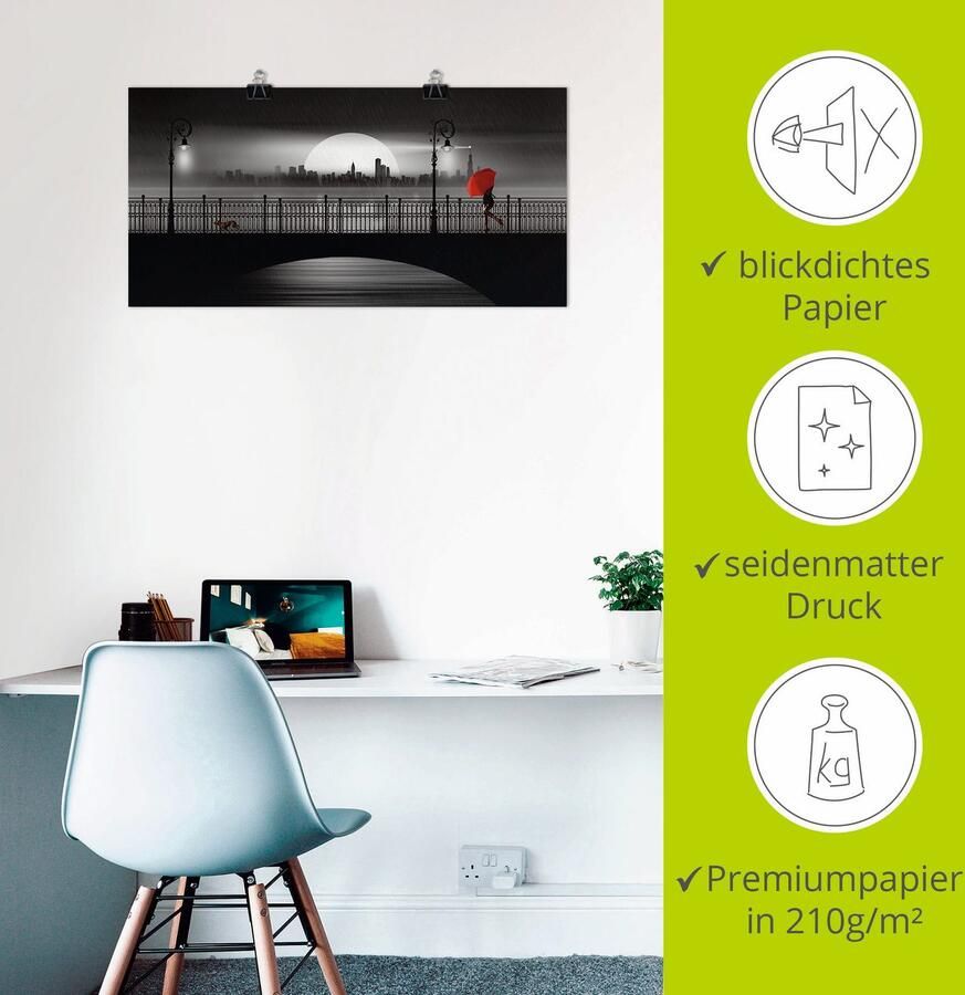 Artland Artprint De brug in de regen als artprint op linnen poster in verschillende formaten maten - Foto 2