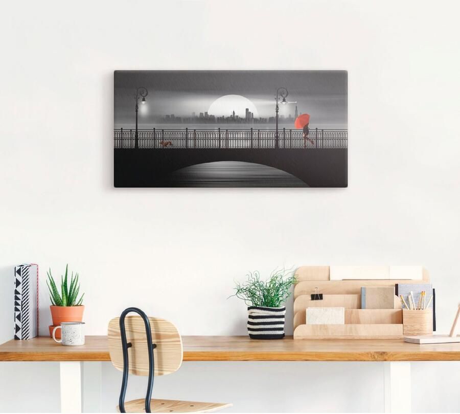 Artland Artprint De brug in de regen als artprint op linnen poster in verschillende formaten maten - Foto 4