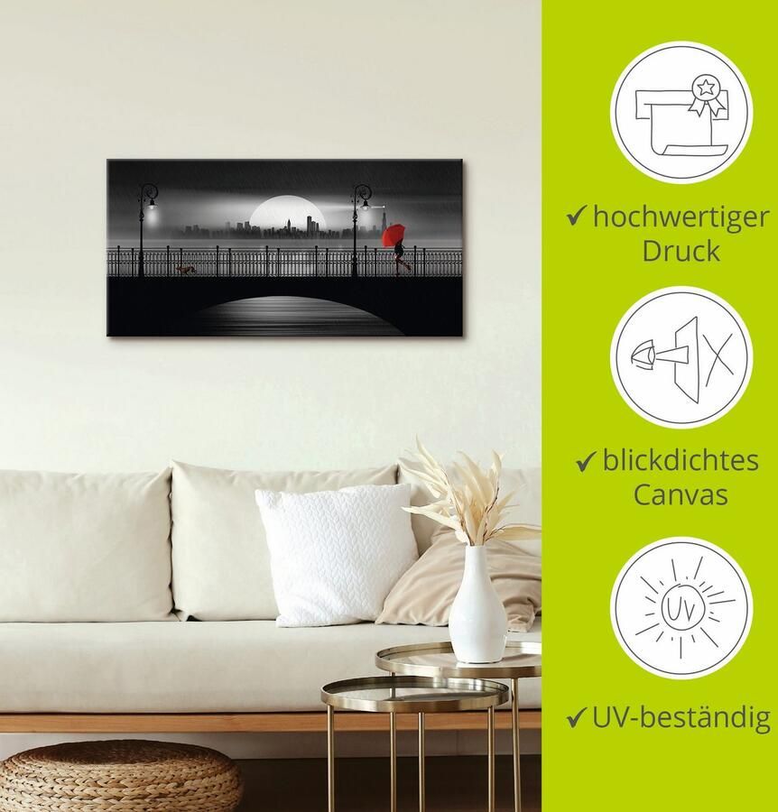 Artland Artprint De brug in de regen als artprint op linnen poster in verschillende formaten maten - Foto 3