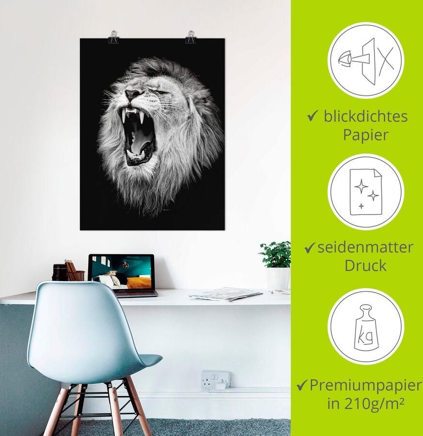 Artland Artprint De leeuw als artprint van aluminium artprint voor buiten artprint op linnen poster muursticker - Foto 4