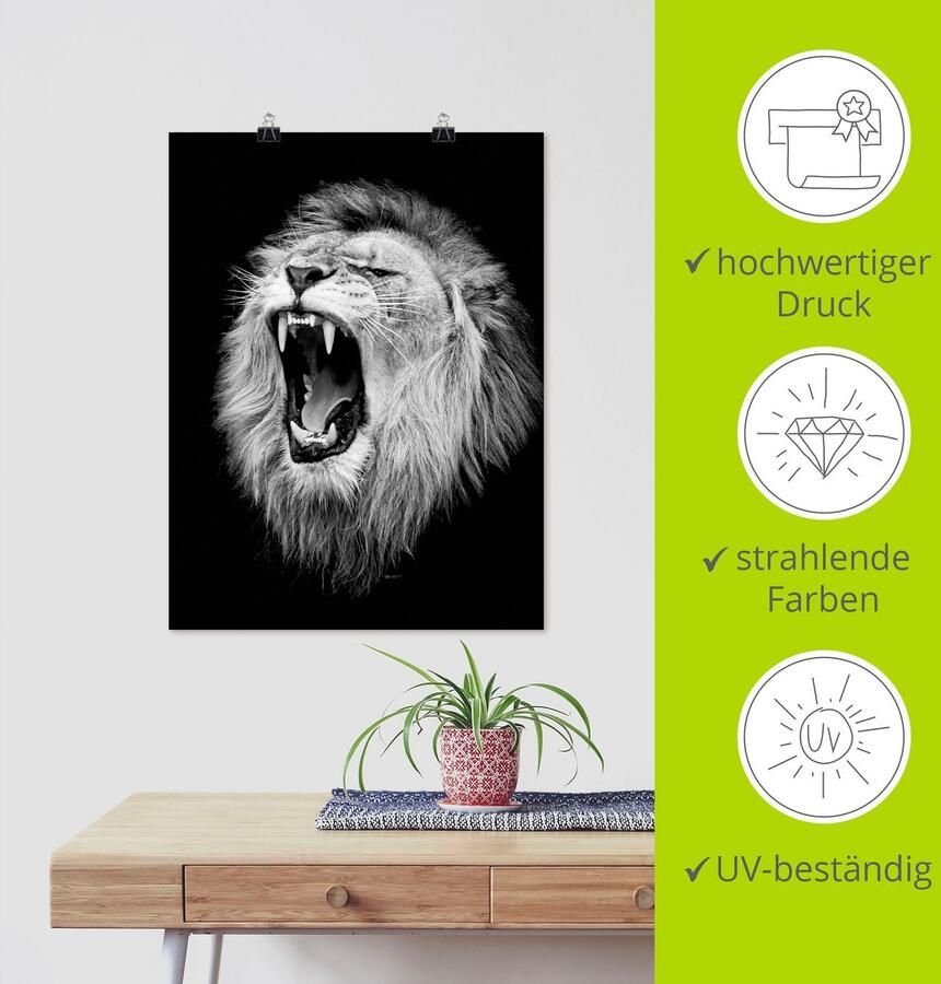 Artland Artprint De leeuw als artprint van aluminium artprint voor buiten artprint op linnen poster muursticker - Foto 5