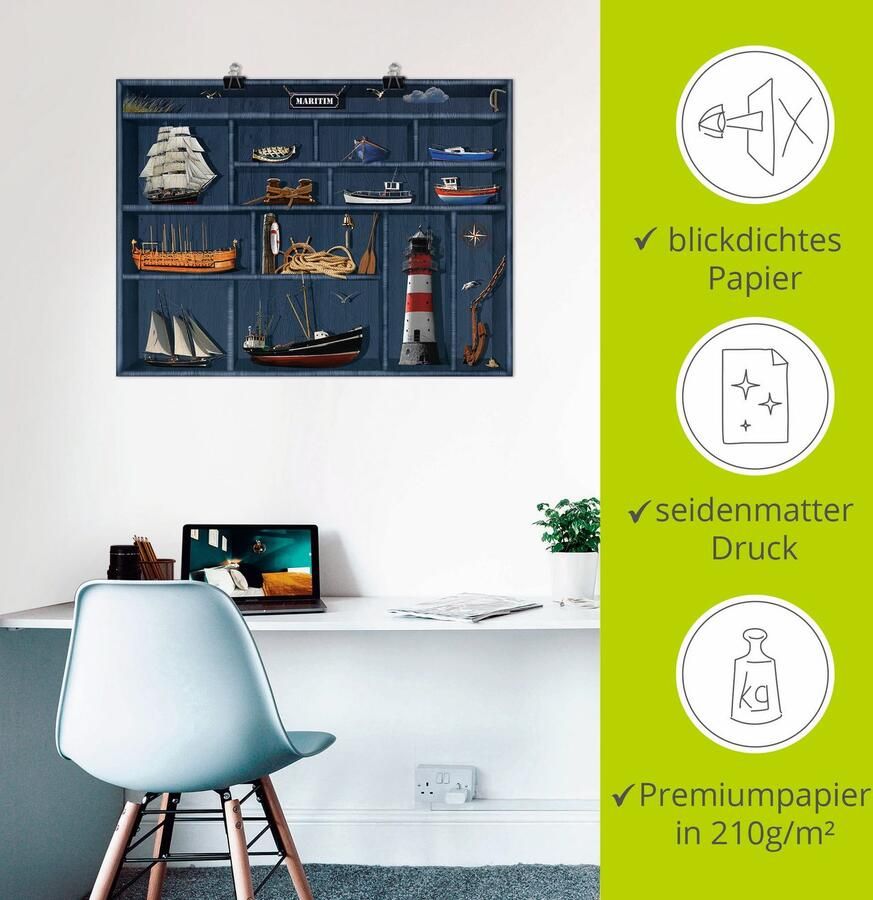 Artland Artprint De maritieme letterkast als artprint op linnen poster muursticker in verschillende maten - Foto 2