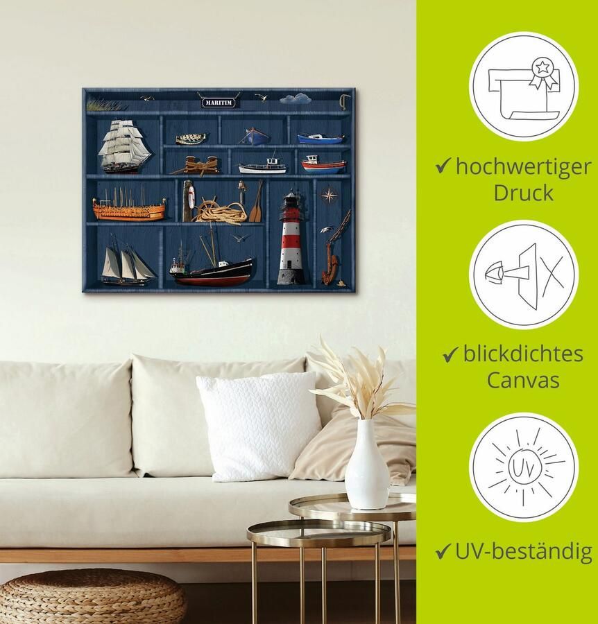 Artland Artprint De maritieme letterkast als artprint op linnen poster muursticker in verschillende maten - Foto 2