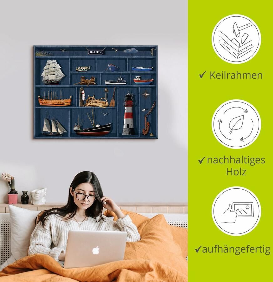 Artland Artprint De maritieme letterkast als artprint op linnen poster muursticker in verschillende maten