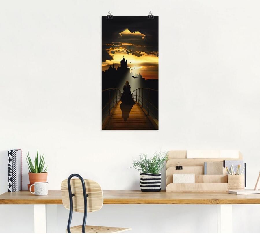 Artland Artprint De monnik op weg naar de burcht als artprint op linnen poster in verschillende formaten maten - Foto 4