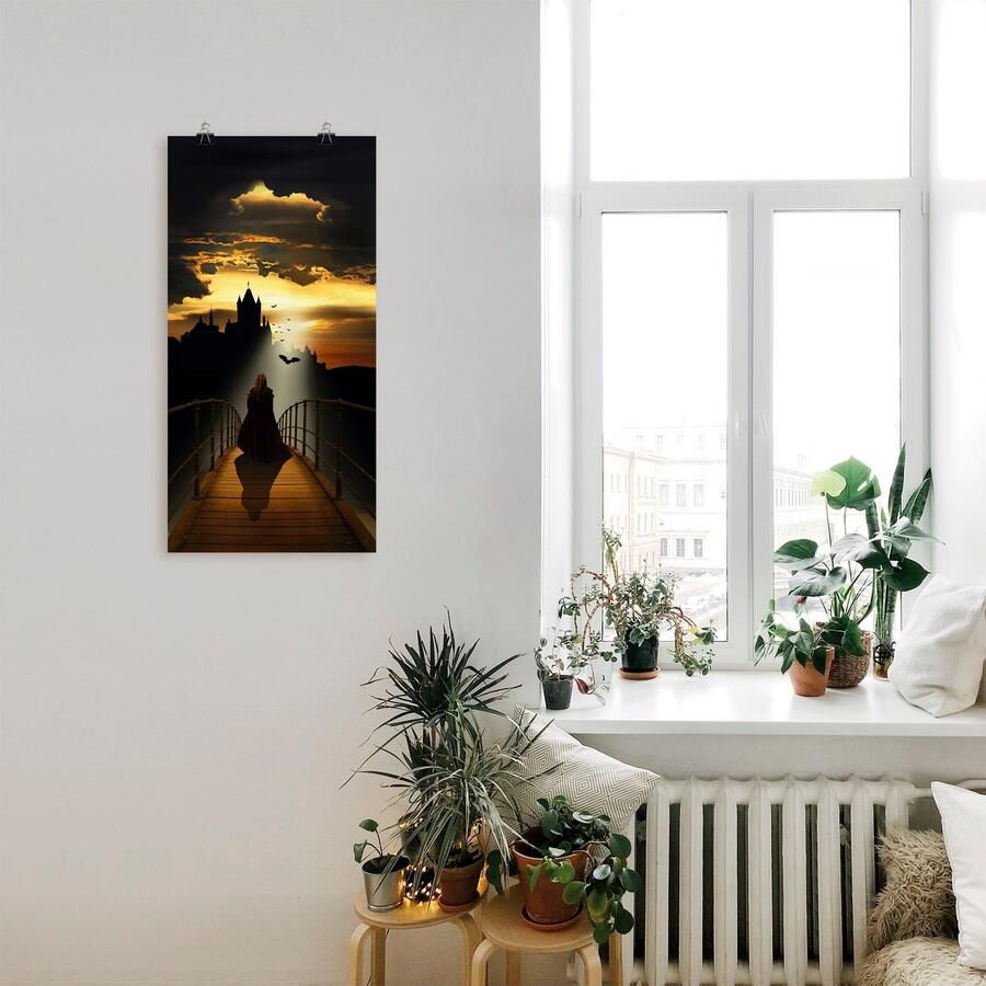 Artland Artprint De monnik op weg naar de burcht als artprint op linnen poster in verschillende formaten maten