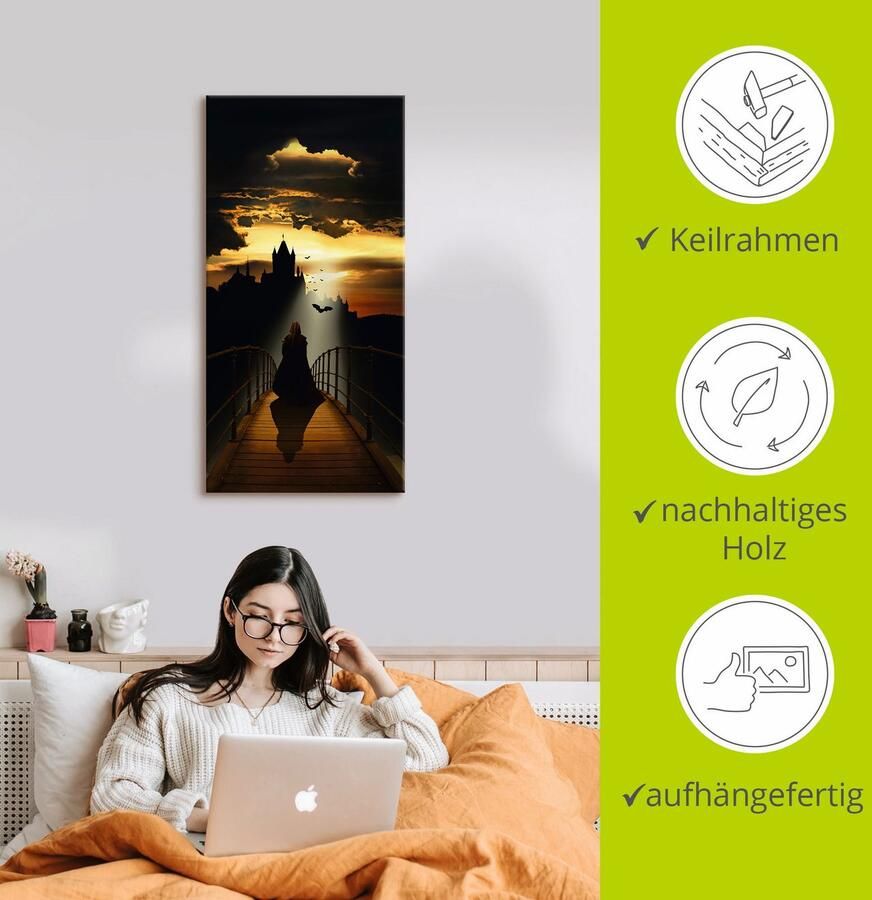 Artland Artprint De monnik op weg naar de burcht als artprint op linnen poster in verschillende formaten maten