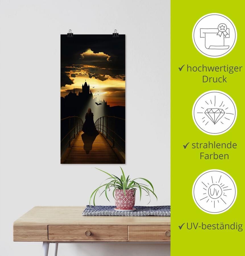 Artland Artprint De monnik op weg naar de burcht als artprint op linnen poster in verschillende formaten maten - Foto 3