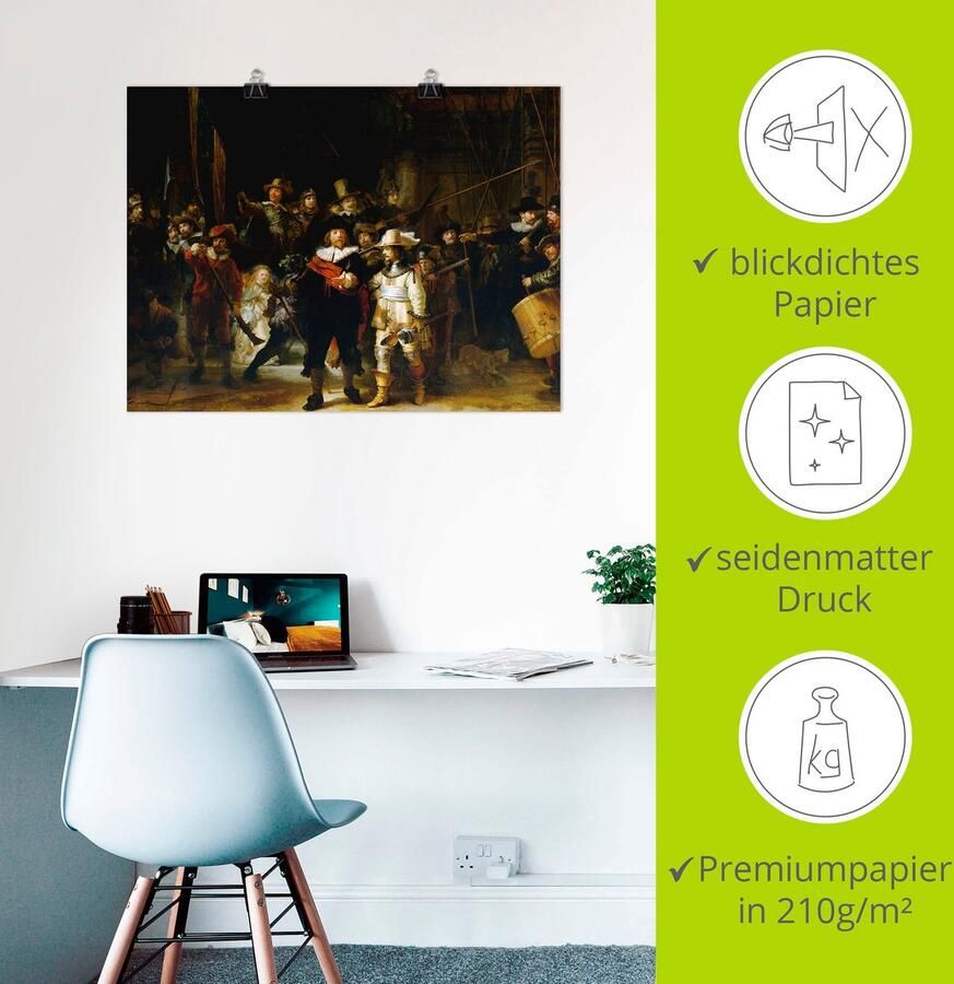 Artland Artprint De nachtwacht. 1642 als artprint op linnen poster in verschillende formaten maten - Foto 2