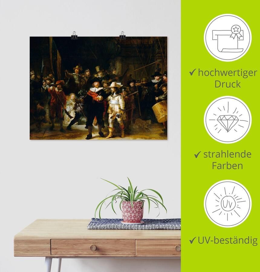 Artland Artprint De nachtwacht. 1642 als artprint op linnen poster in verschillende formaten maten - Foto 3