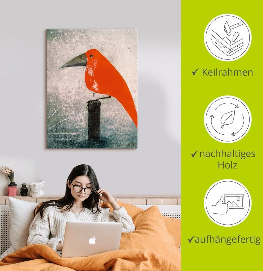 Artland Artprint De rode vogel als artprint op linnen poster in verschillende formaten maten