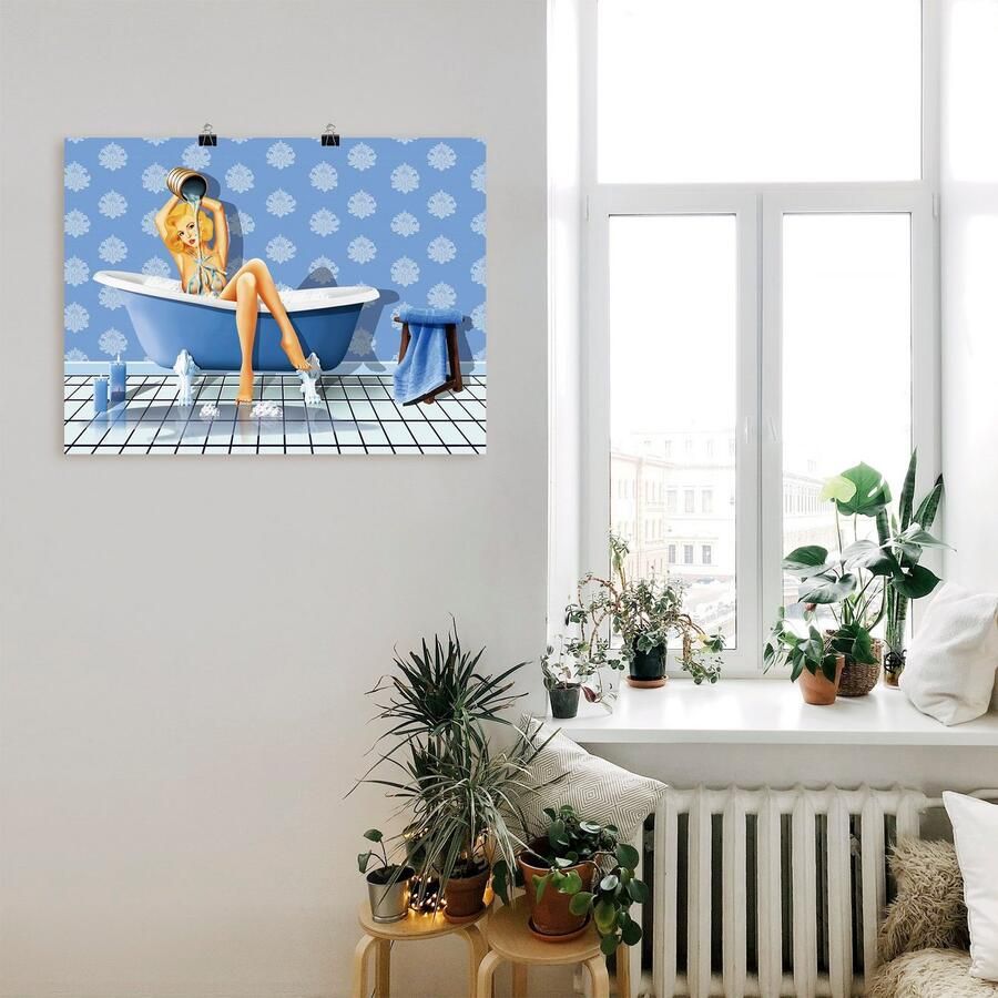Artland Artprint De sexy blauwe badkamer als artprint op linnen poster muursticker in verschillende maten