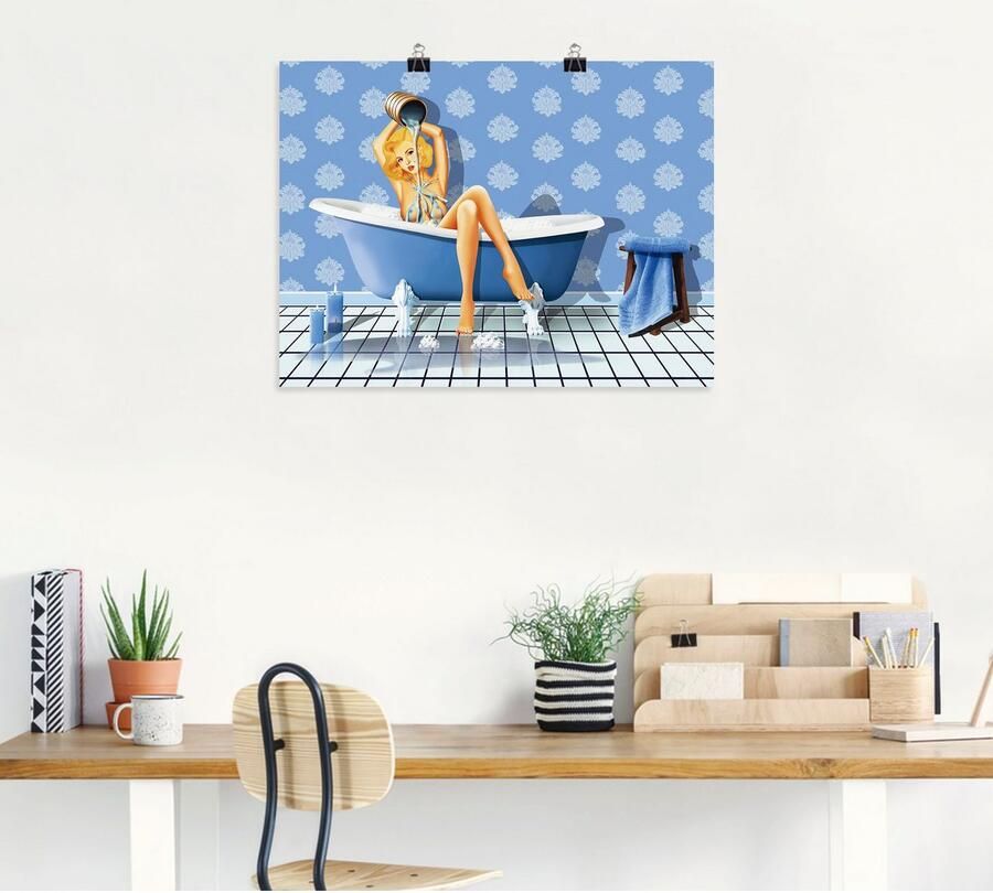Artland Artprint De sexy blauwe badkamer als artprint op linnen poster muursticker in verschillende maten - Foto 4
