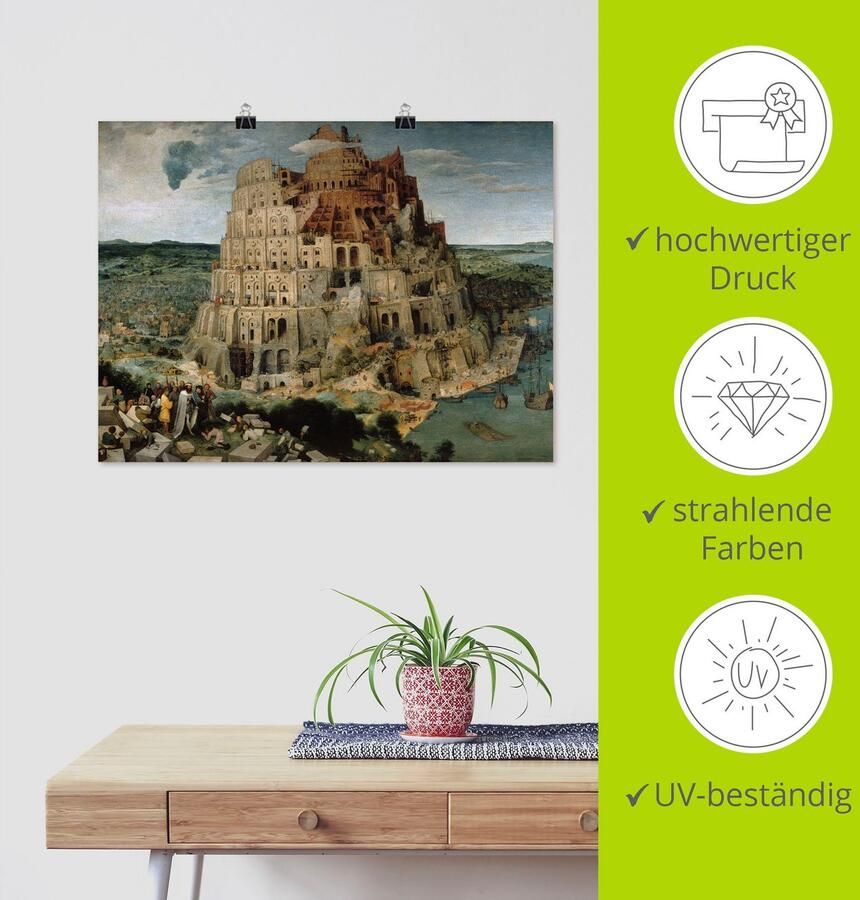 Artland Artprint De torenbouw van Babel. 1563 als artprint op linnen poster in verschillende formaten maten - Foto 4