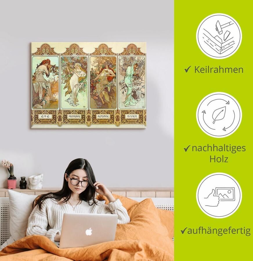 Artland Artprint De vier seizoenen 1896 als artprint op linnen muursticker in verschillende maten