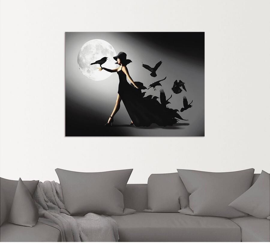Artland Artprint De vrouw met de raaf als artprint van aluminium artprint voor buiten artprint op linnen poster muursticker - Foto 5