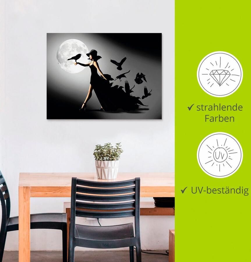 Artland Artprint De vrouw met de raaf als artprint van aluminium artprint voor buiten artprint op linnen poster muursticker - Foto 2