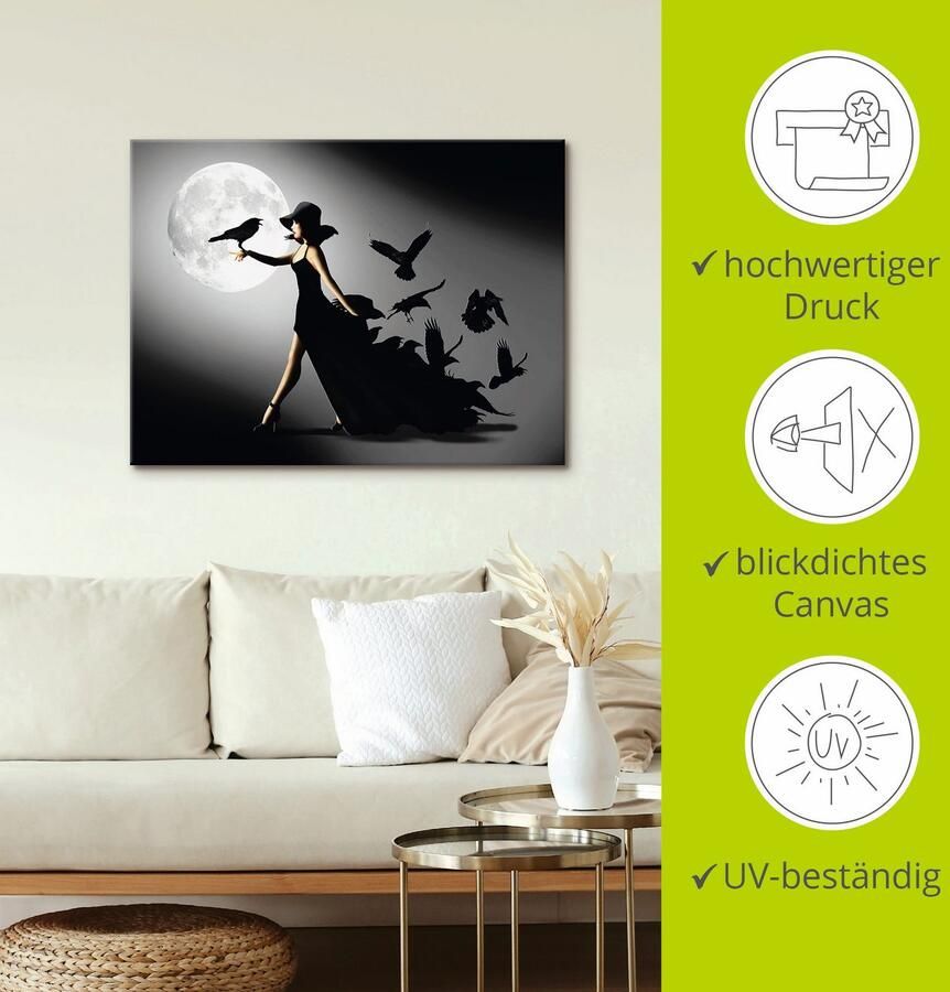 Artland Artprint De vrouw met de raaf als artprint van aluminium artprint voor buiten artprint op linnen poster muursticker - Foto 2