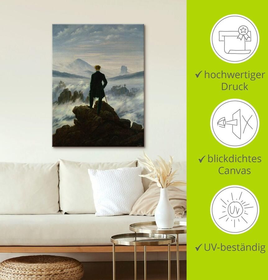 Artland Artprint De wandelaar boven de Nevelzee ca. 1818 als artprint op linnen poster in verschillende formaten maten - Foto 2