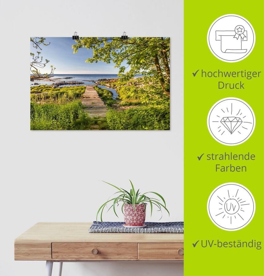 Artland Artprint De weg naar zee op Bornholm als artprint van aluminium artprint op linnen muursticker of poster in verschillende maten - Foto 4