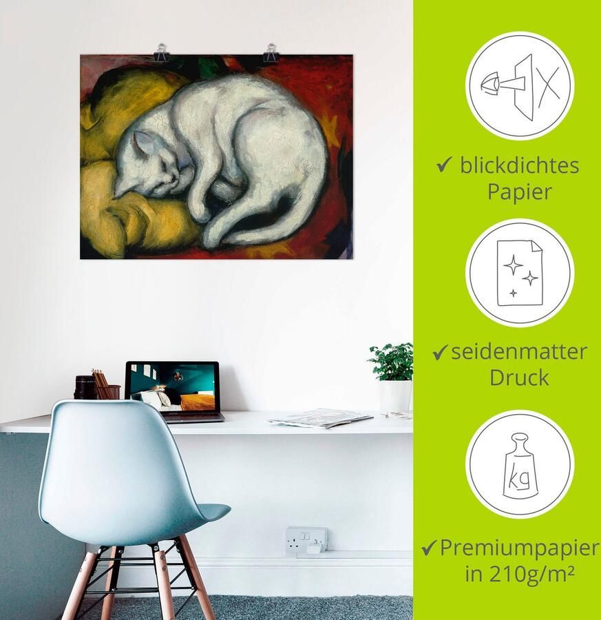 Artland Artprint De witte kat. 1912 als artprint van aluminium artprint voor buiten artprint op linnen poster in verschillende maten. maten - Foto 3