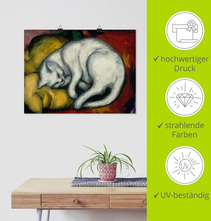 Artland Artprint De witte kat. 1912 als artprint van aluminium artprint voor buiten artprint op linnen poster in verschillende maten. maten - Foto 4