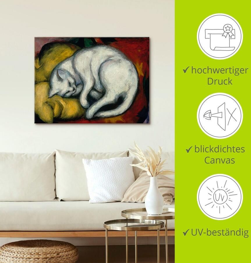 Artland Artprint De witte kat. 1912 als artprint van aluminium artprint voor buiten artprint op linnen poster in verschillende maten. maten - Foto 3