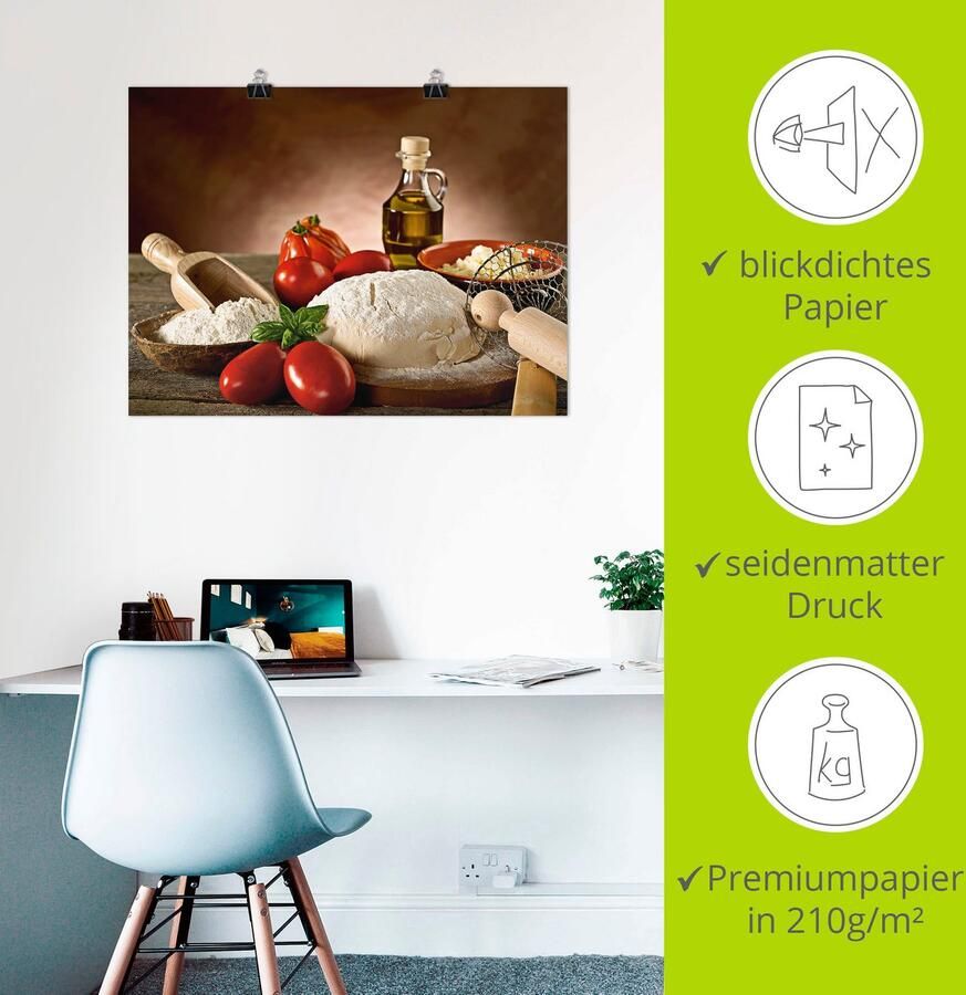 Artland Artprint Deeg voor pizza als artprint van aluminium artprint voor buiten artprint op linnen poster in verschillende maten. maten - Foto 3