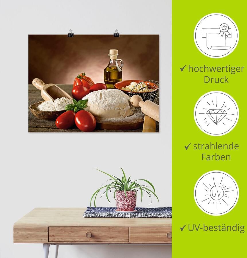 Artland Artprint Deeg voor pizza als artprint van aluminium artprint voor buiten artprint op linnen poster in verschillende maten. maten - Foto 4