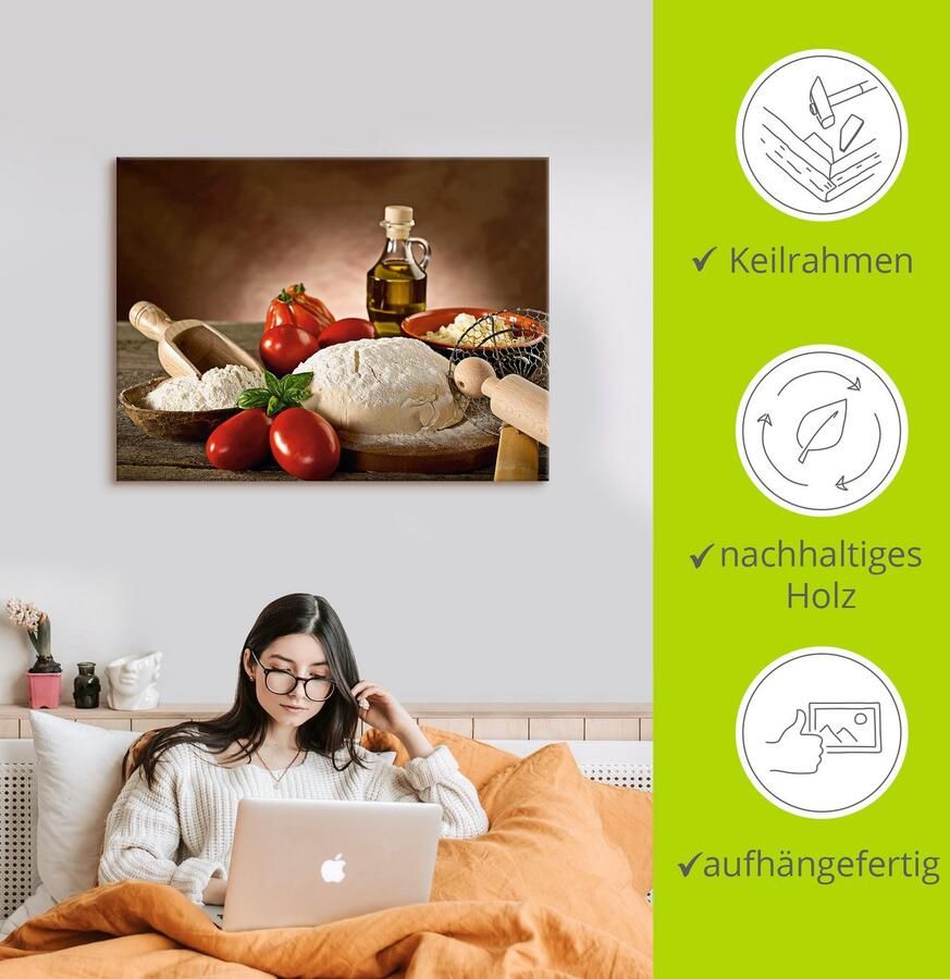 Artland Artprint Deeg voor pizza als artprint van aluminium artprint voor buiten artprint op linnen poster in verschillende maten. maten - Foto 3