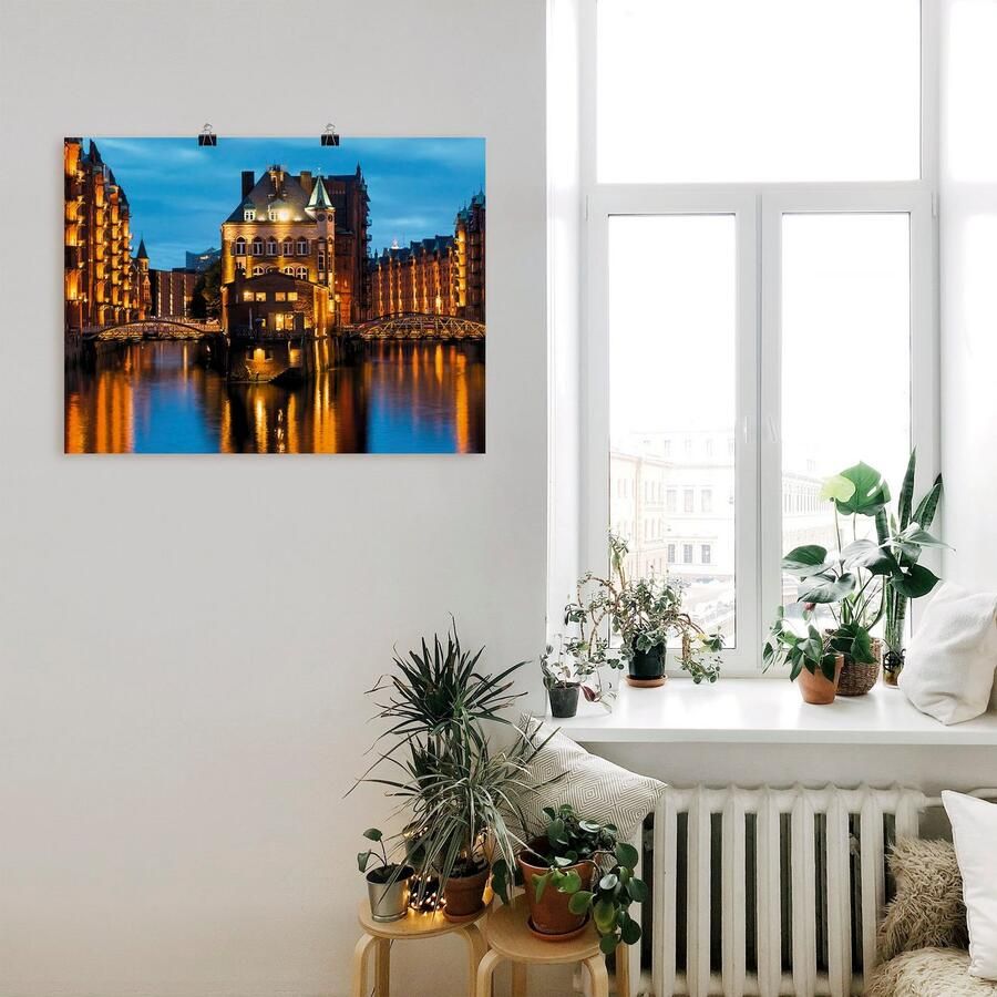 Artland Artprint Deel van de oude Speicherstadt in Hamburg als artprint op linnen poster muursticker in verschillende maten - Foto 2