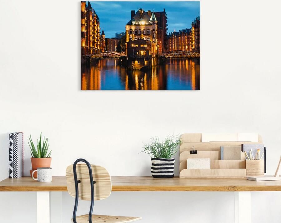 Artland Artprint Deel van de oude Speicherstadt in Hamburg als artprint op linnen poster muursticker in verschillende maten - Foto 5