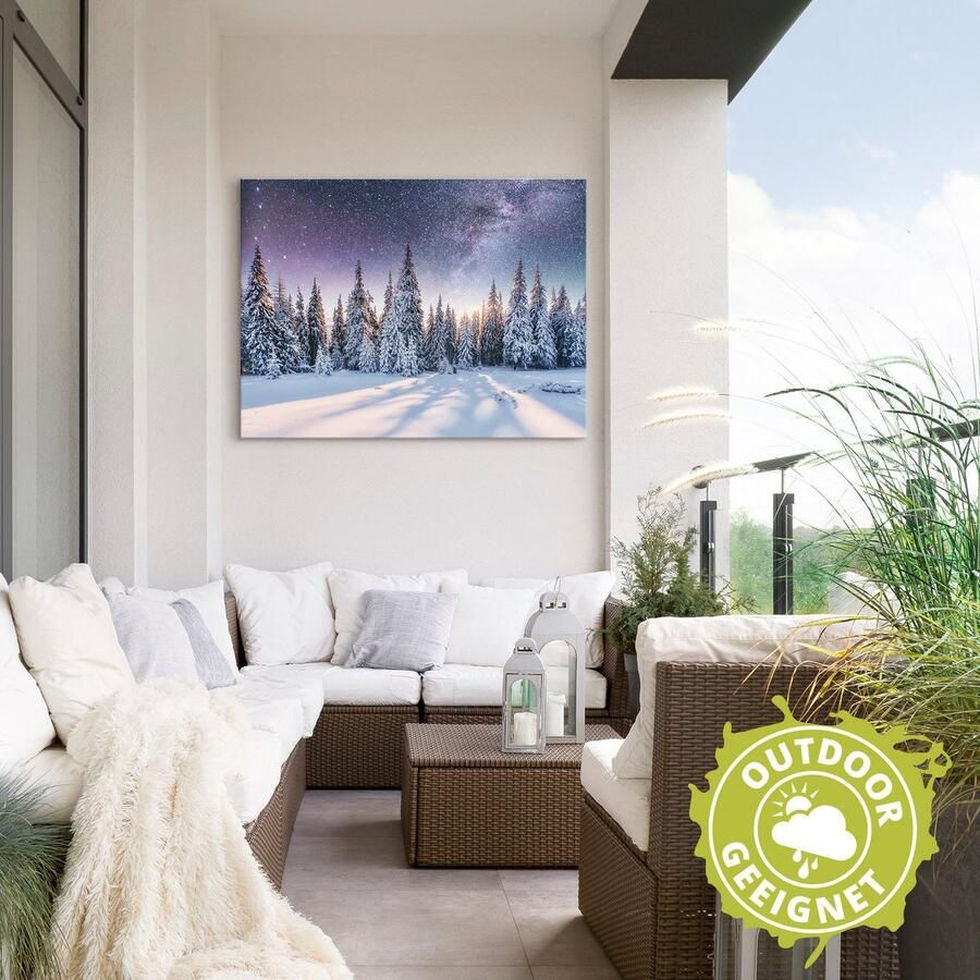 Artland Artprint Dennenbos in de sneeuw onder de sterrenhemel als artprint van aluminium artprint voor buiten artprint op linnen poster in verschillende maten. maten - Foto 3