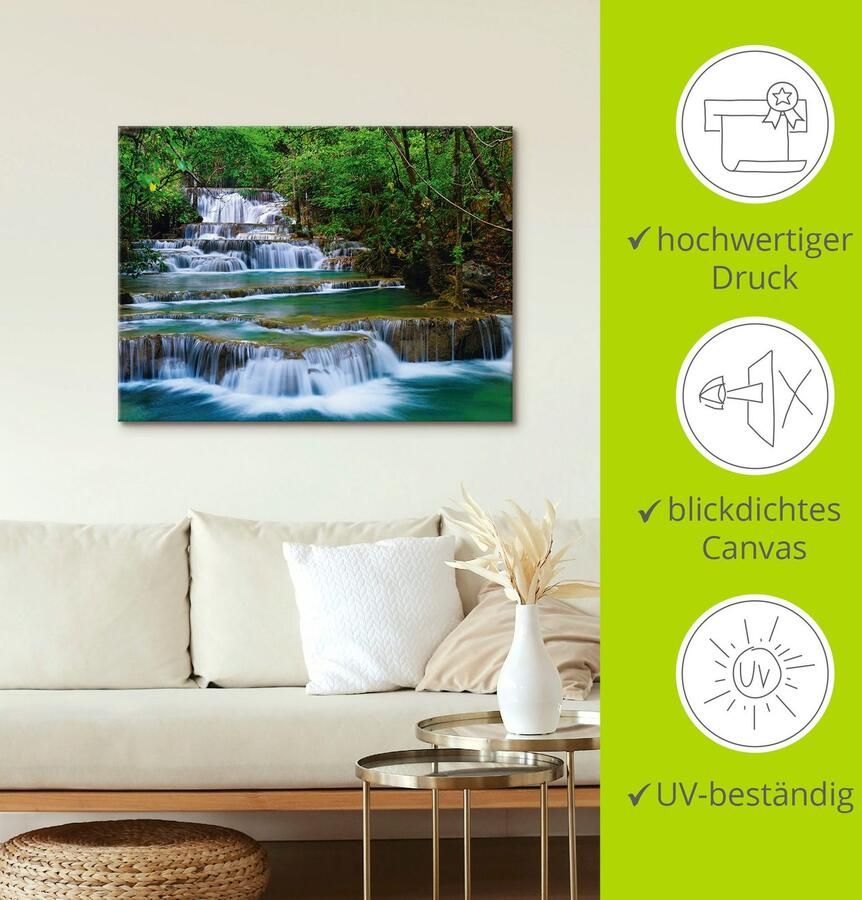 Artland Artprint Diep bos waterval als artprint op linnen poster muursticker in verschillende maten - Foto 3