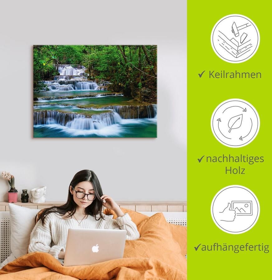 Artland Artprint Diep bos waterval als artprint op linnen poster muursticker in verschillende maten - Foto 2